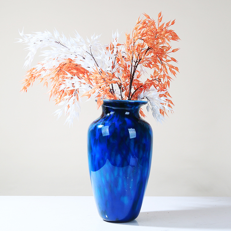 Elegant Dark Blue Painting Stained Home Decoration Items Luxury Flower Vase Wedding Table Decoration