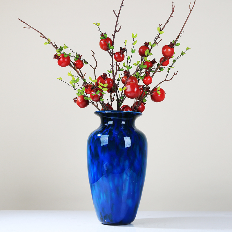 Elegant Dark Blue Painting Stained Home Decoration Items Luxury Flower Vase Wedding Table Decoration