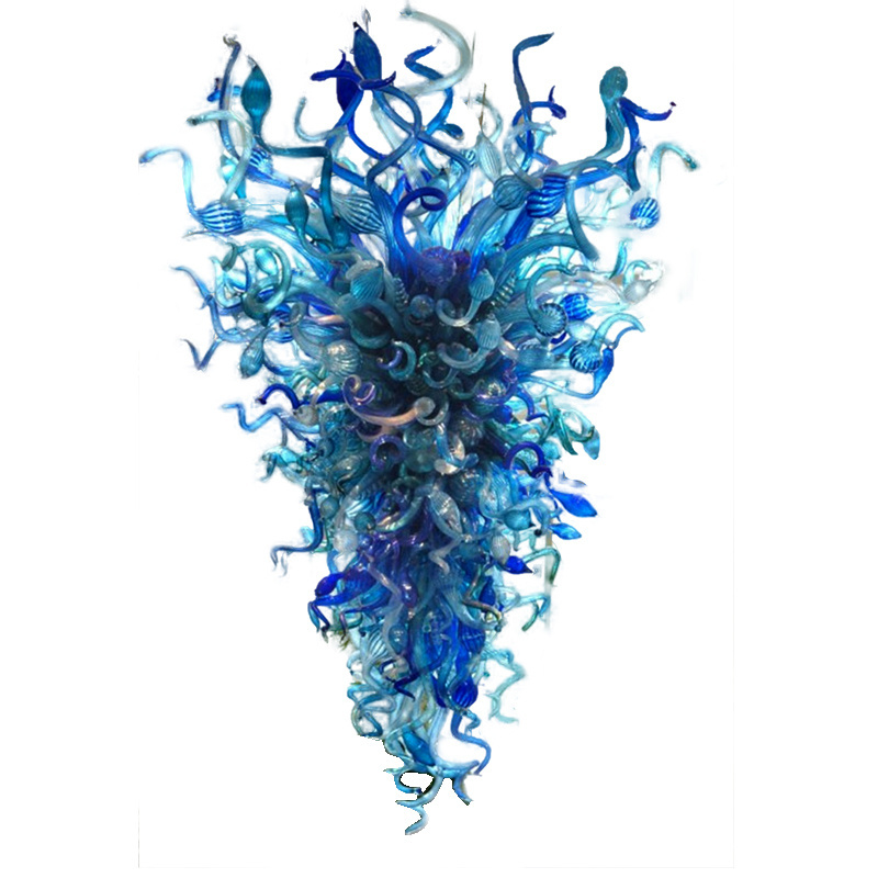 Hand Blown Glass Chandelier Lighting Blue Murano Glass Modern Art pendant lamp Chandelier Villa Decor