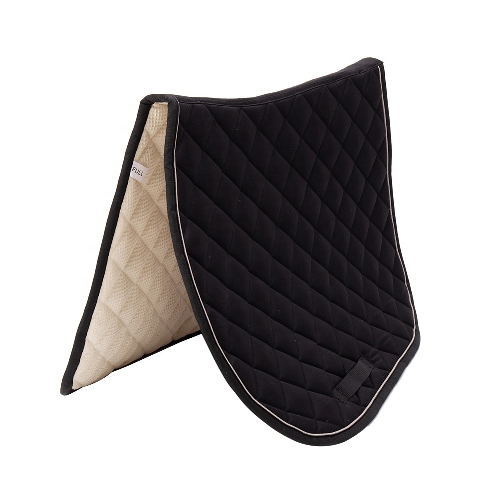 Factory OEM high quality custom satin fabric equestrian quilted english riding dressage horse saddle pads with logo