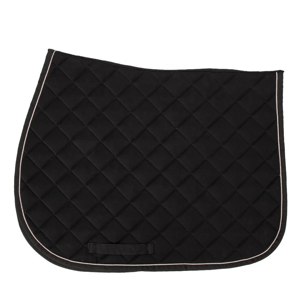 Factory OEM high quality custom satin fabric equestrian quilted english riding dressage horse saddle pads with logo