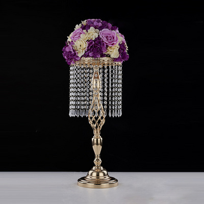 Wholesale Metal Gold Wedding Table Centerpiece Artificial Flower Ball Holder crystal wedding table flower Vase centerpiece