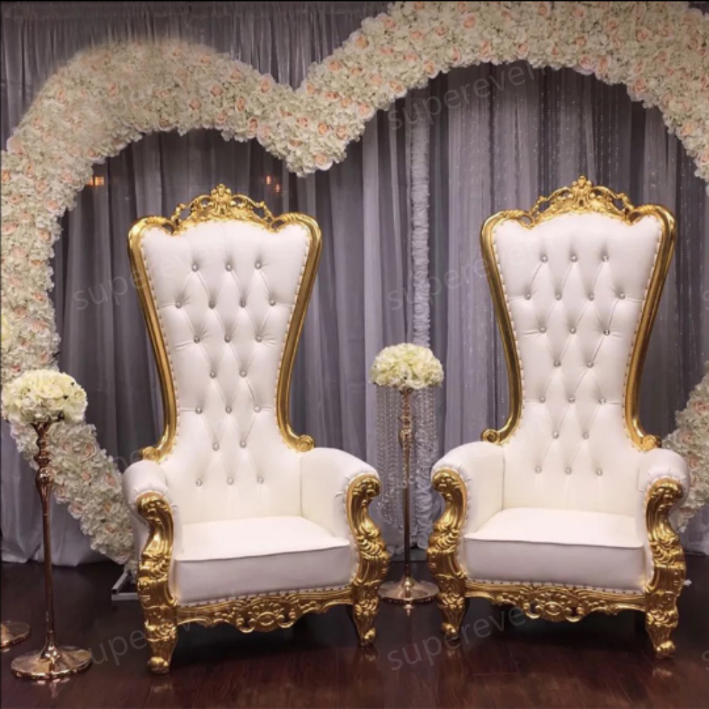 Wholesale wed event dining luxury high back king queen royal leather thrown chair wedding adult princess red santa throne chair