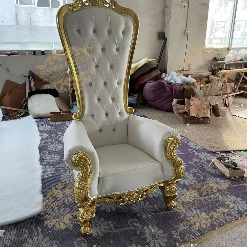 Wholesale hotel luxury Throne chair Event gold white Wedding Throne chair royal King And Queen Throne Chairs for groom and bride