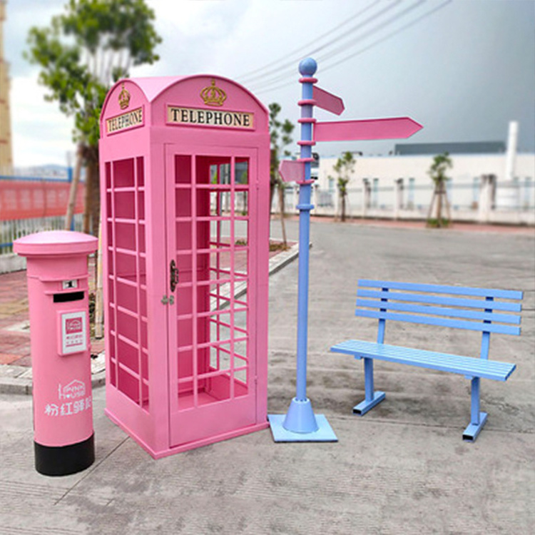 Telephone Booth Photography Flowers Wedding Backdrop pink london antique London Telephone Booth for Wedding Decoration for sale