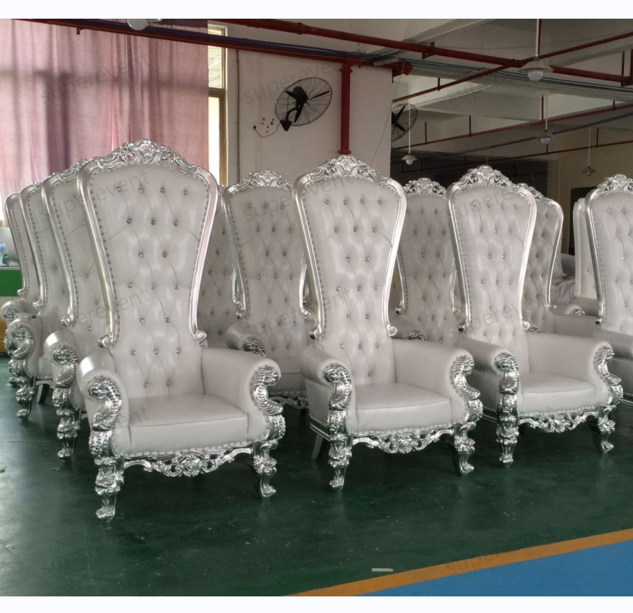 wholesale throne royal chairs King and queen high back cheaper gold throne chairs royal luxury wedding chair for groom and bride