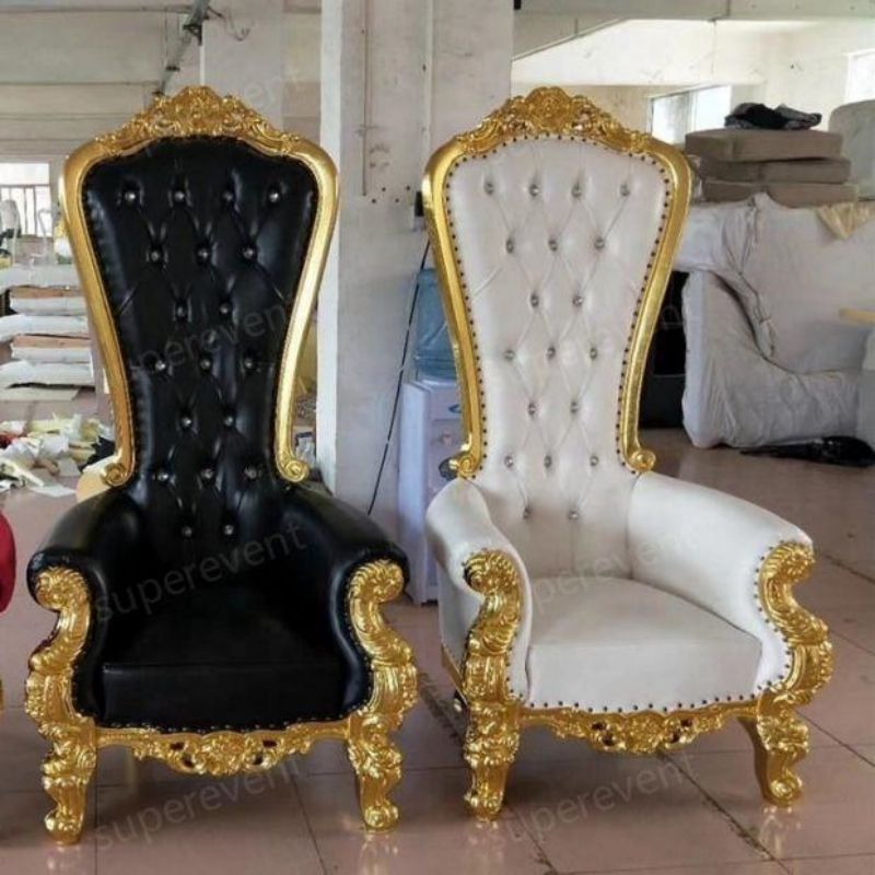 Wholesale wed event dining luxury high back king queen royal leather thrown chair wedding adult princess red santa throne chair