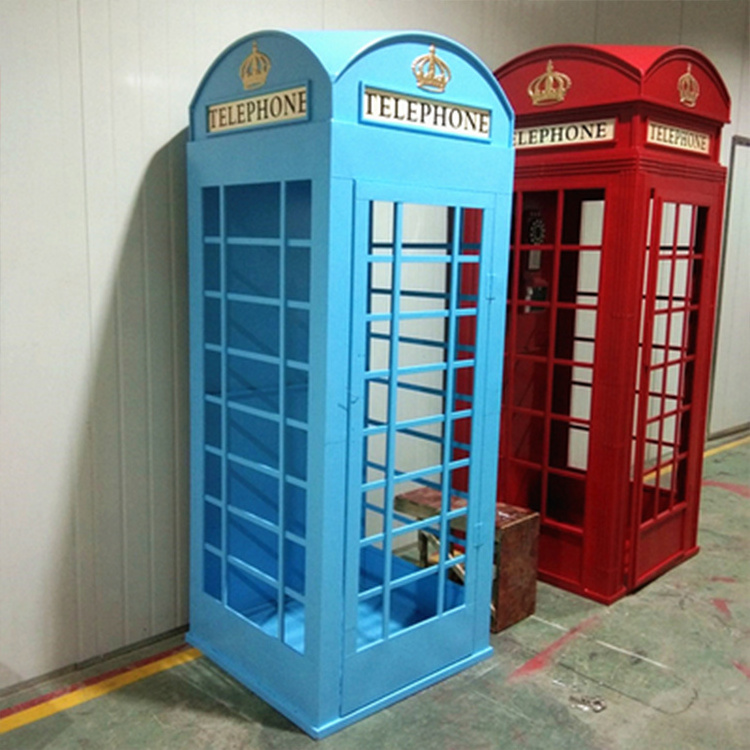 Antique Metal Iron Red London Telephone Box Phone Booth For Decoration