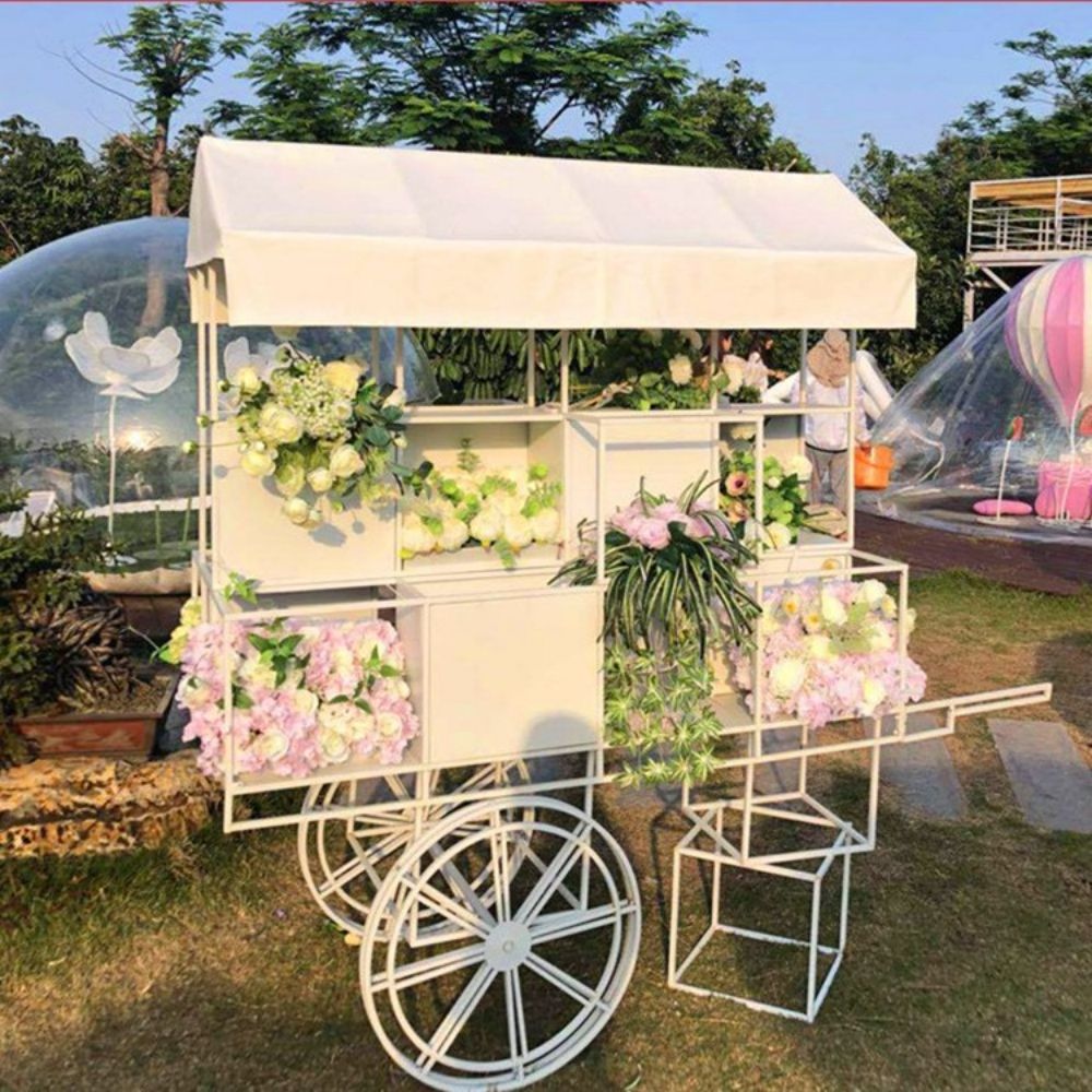 White Black Wedding Carriage Iron Metal Frame Cake Flower Candy Cart For Wedding Decoration Supplies