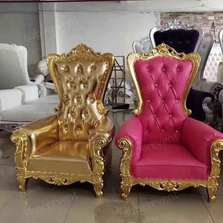 Wholesale wed event dining luxury high back king queen royal leather thrown chair wedding adult princess red santa throne chair