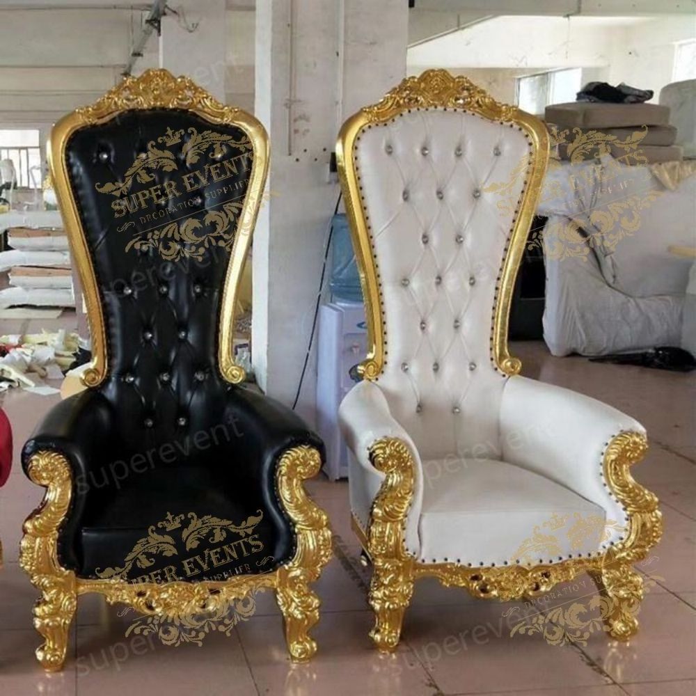 Wholesale wed event dining luxury high back king queen royal velvet thrown chair wedding adult princess white santa throne chair