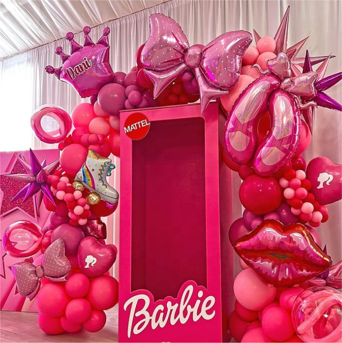 Macaron Pink Princess Photo Box Booth Theme Balloon pink barbies photo booth box for Girl Birthday Baby Shower Party Decoration