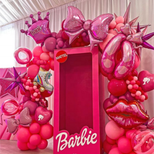 Macaron Pink Princess Photo Box Booth Theme Balloon pink barbies photo booth box for Girl Birthday Baby Shower Party Decoration