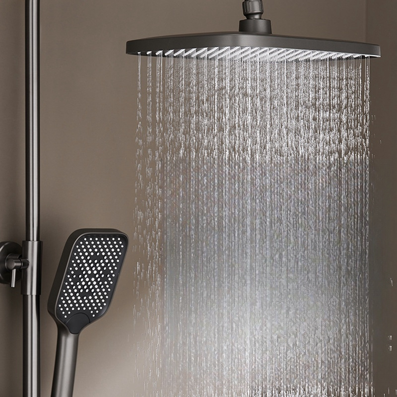 Brass Wall Mounted Shower Digital atmosphere light piano Digital Display Bathroom LED Shower Faucet Piano shower set