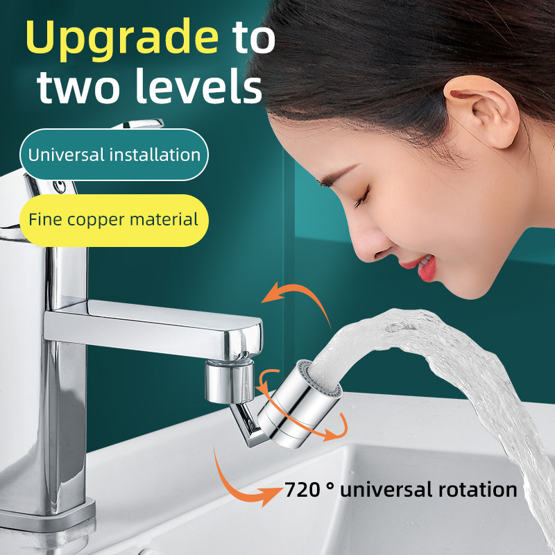 New Popular Kitchen 360 Universal Flash Rotatable Sprayer Head Splash Filter Faucet 720 For Splash Filter Faucet