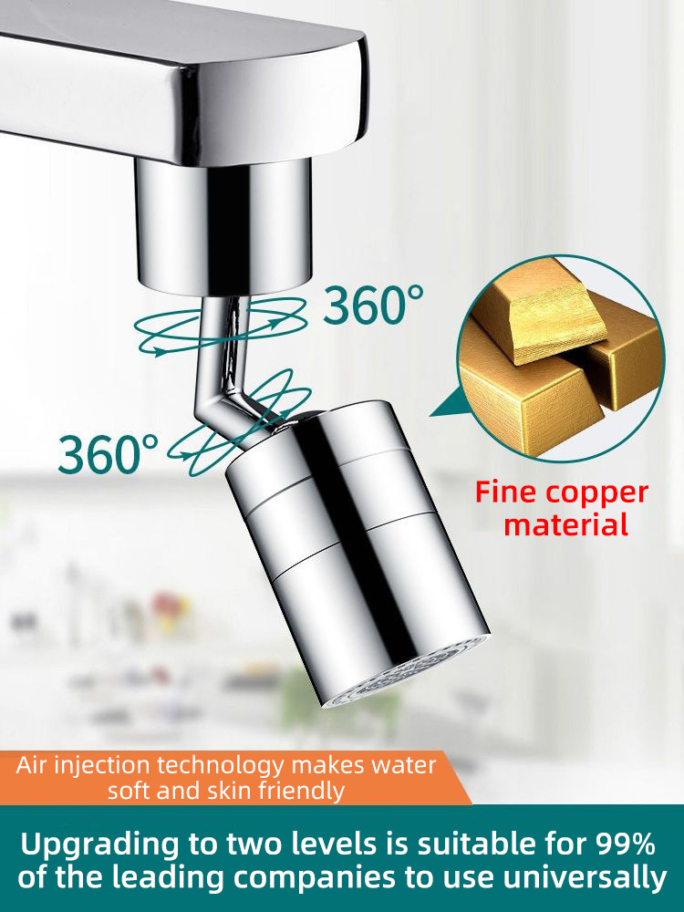 New Popular Kitchen 360 Universal Flash Rotatable Sprayer Head Splash Filter Faucet 720 For Splash Filter Faucet