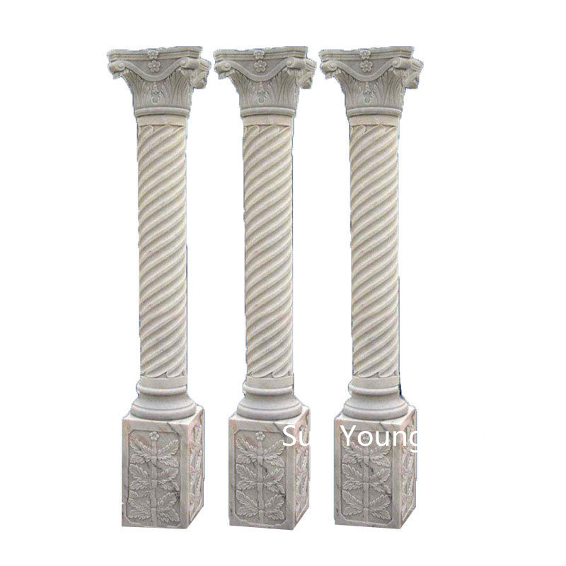 Classic design Roman column natural stone pillar white marble wedding column