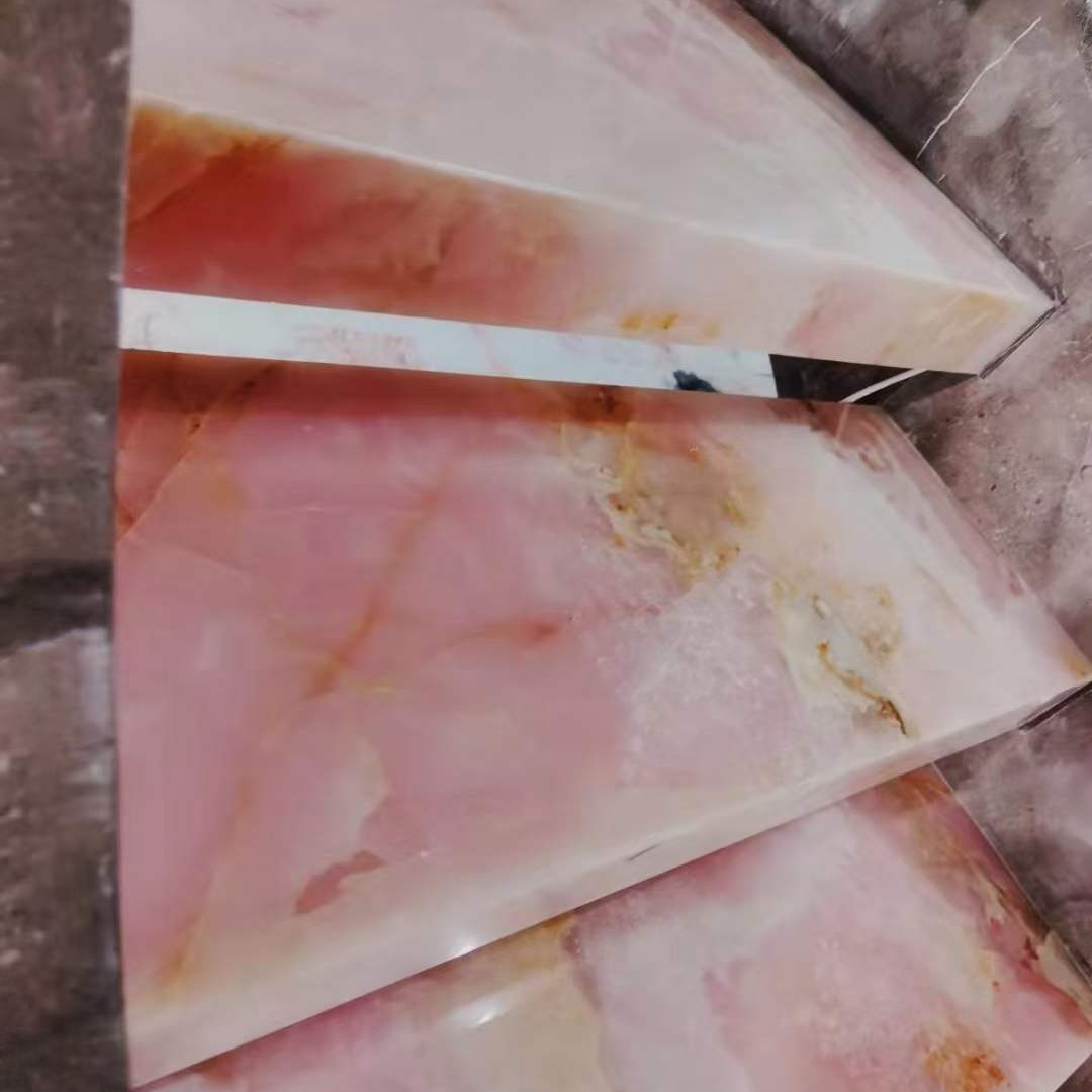 Natural Stone Translucent Backlit Pink Onyx Texture Marble Slabs