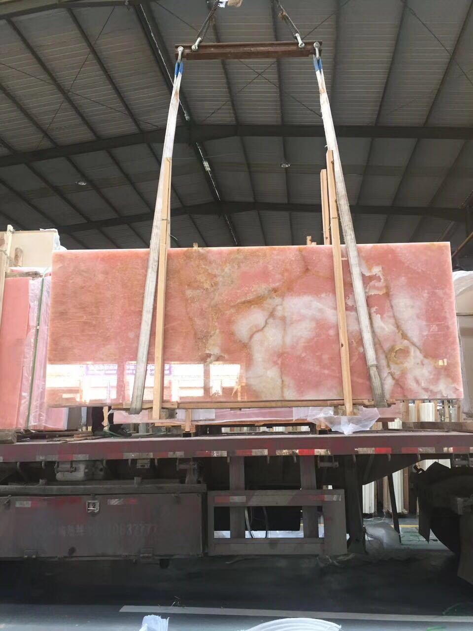 Backlit wall panels Translucent pink onyx marble slab price