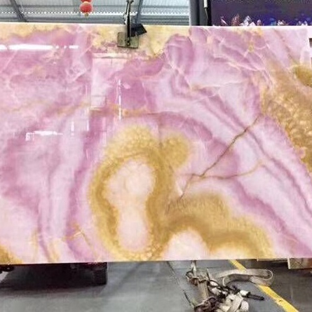 Backlit wall panels Translucent pink onyx marble slab price