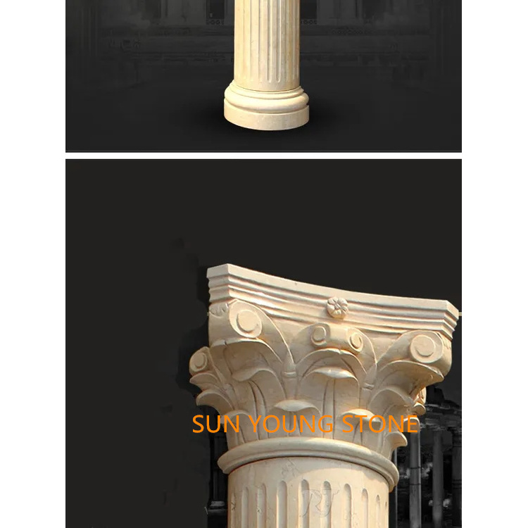 Customize Outdoor Indoor Decorative Building Pillar Natural Stone Greek Column White Marble Granite Roman Columns For House