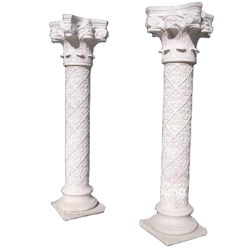 Classic design Roman column natural stone pillar white marble wedding column