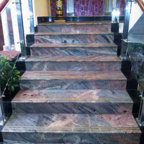 Chinese Cheap Flame Granite Stair Step,Multicolor Red Granite Tile For Stair