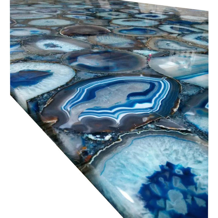 Beautiful natural luxury decoration polished stone slabs blue marble onyx agate table