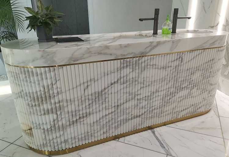 Stone Tiles Wall Cladding Curve Fluted Modern Mini Flute Mosaic Bathroom Travertine Tiles Decoration Ribbed Marble Mosaics