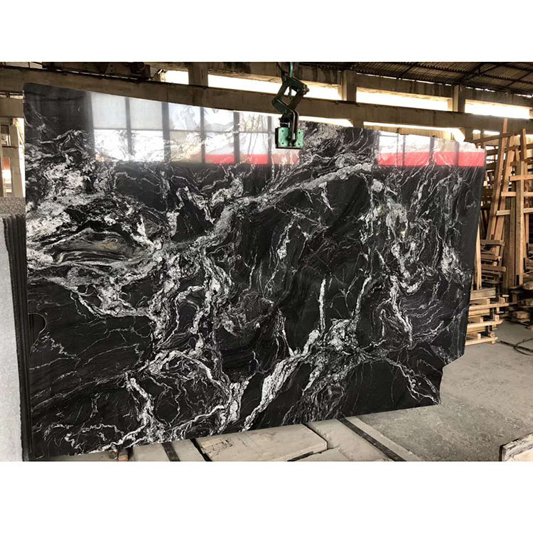 Wholesale High Quality Polished Black Fantasy Granite Slab