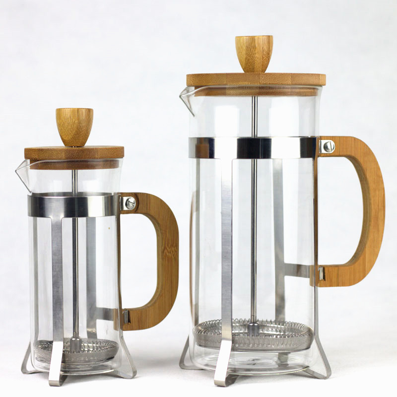 SYL French Press Eco-Friendly Bamboo Cover Coffee Plunger Tea Maker Percolator Filter Kettle Pot Glass french coffee press