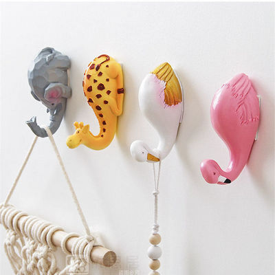 Cartoon Animal Self Adhesive Hook Creative Shape Clothes Key Wall Hook Hanger Door Hooks Wall Hanging Organizer Storage Racks