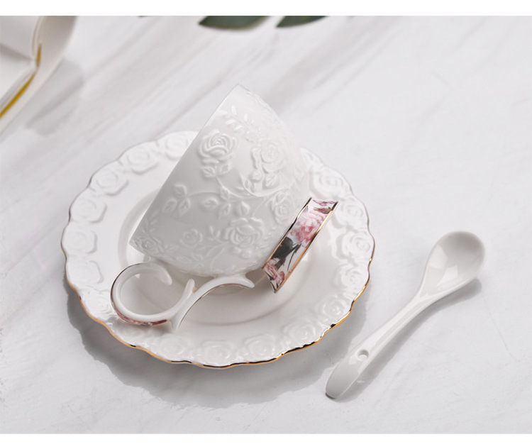 SYL Wholesale ceramic coffee cup household European style simple bone china drinkware English afternoon tea cup and saucers