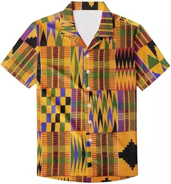 Summer African Men's Beach Hawaiian Shirt Wholesale Vintage Dashiki Streetwear African Clothes Short Sleeve Button Down Shirts