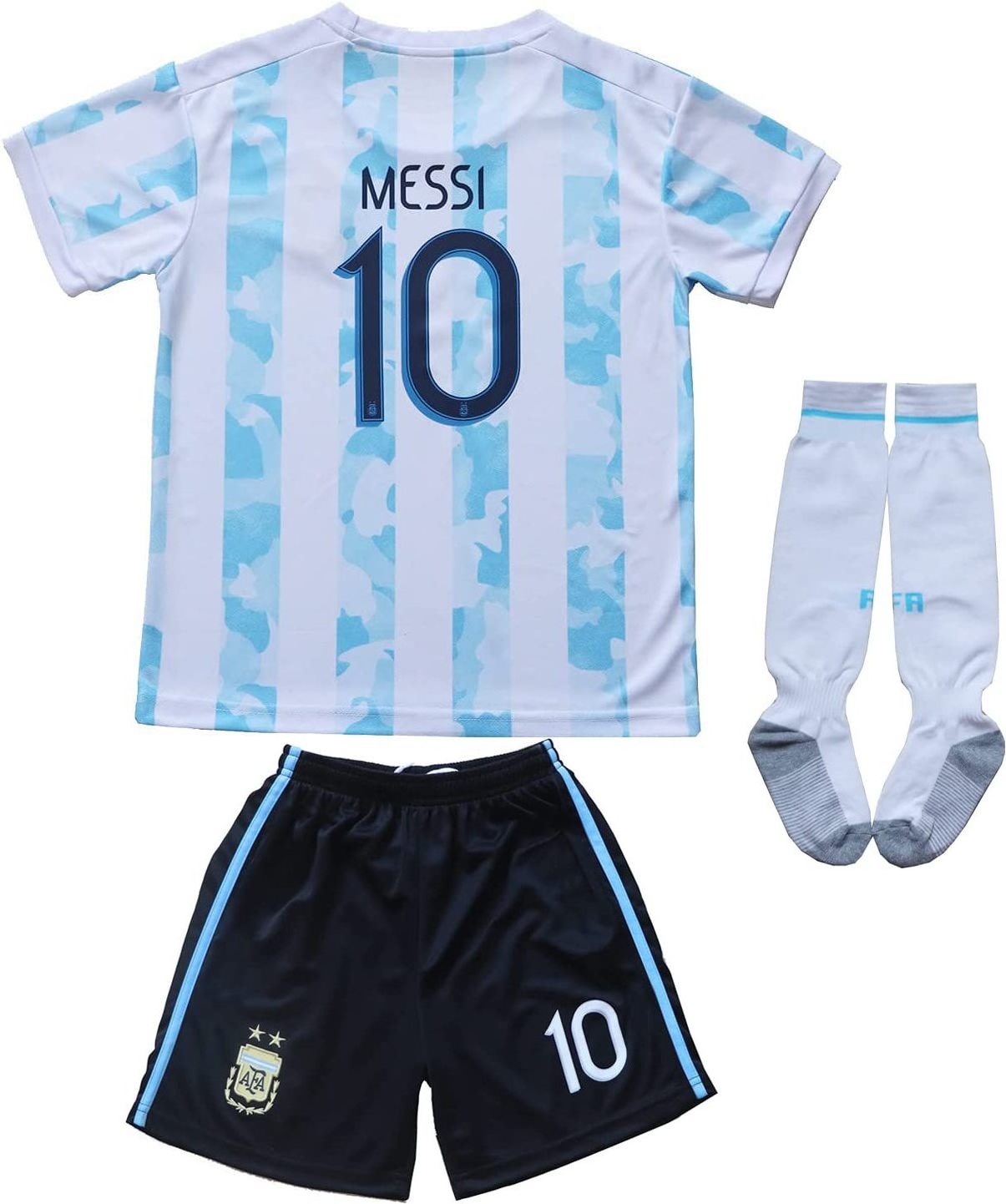 2024 Argentina #10 Leo Messi Copa-American Away Kids Soccer Jersey/Shorts/Socks Kit Youth Sizes Wholesale Football Suits Child