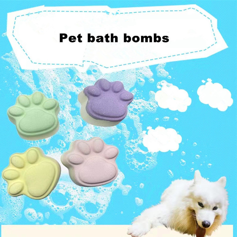 Natural handmade bath Bombs  creative shape colorful foam bath set Cute cat paw bath bombs for pet dog or cat