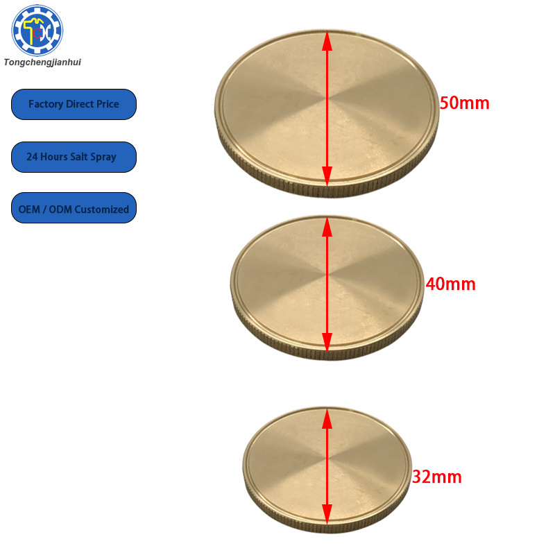 Hot Selling 32 40 50mm Polished Soild Stainless Steel or Brass Metal Blank Coins For Laser Engraving