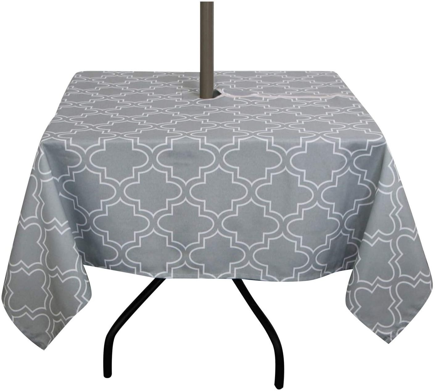 Elegant Moroccan Outdoor Tablecloth Waterproof Spillproof Polyester Fabric Table Cover with Zipper Umbrella Hole for Patio Gard