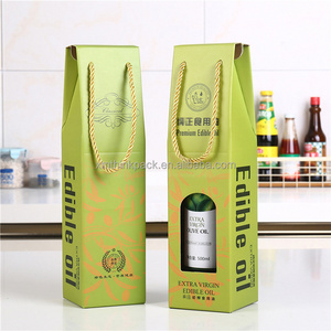 Cheap custom printed foil logo corrugated cardboard box shipping box for edible olive oil packaging flavoring sauce with handle