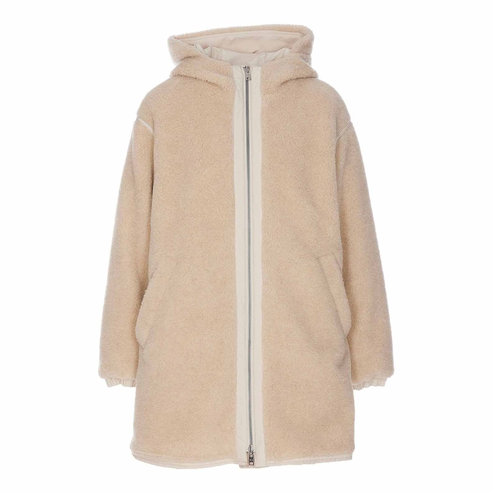 Winter long reversible women teddy parka jacket 65% wool 35% polyester windproof long casual overcoat custom logo jacket