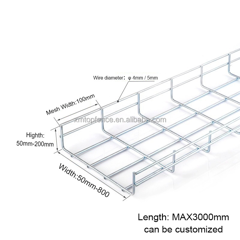 Custom Aluminum / Metal Steel / Stainless Steel Coated Anodizing Cable Basket Tray Wire Mesh Cable Tray