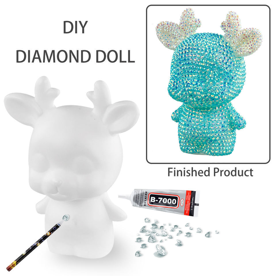 Hot Sale Fashion Enamel Ornaments GEM Arts DIY Paste Drill Bearbrick Doll Diamond Educational Art Crafts Christmas Gifts For Kid