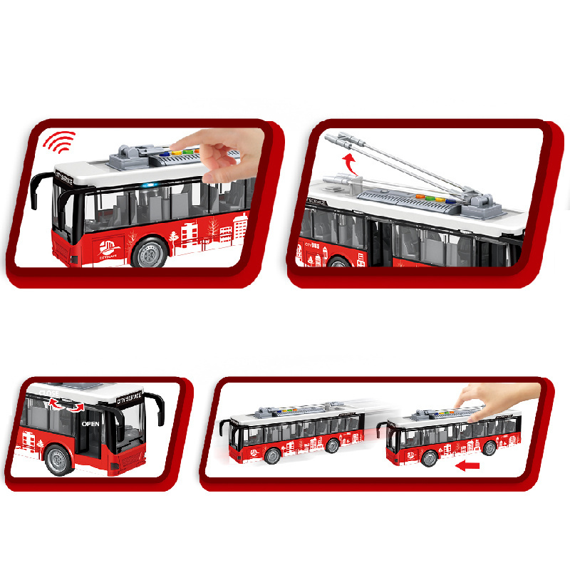 Factory Direct Sale High Quality 1/16  Viewing Bus City Bus ABS Plastic Opening Door With Cool Light & Sound For Kids