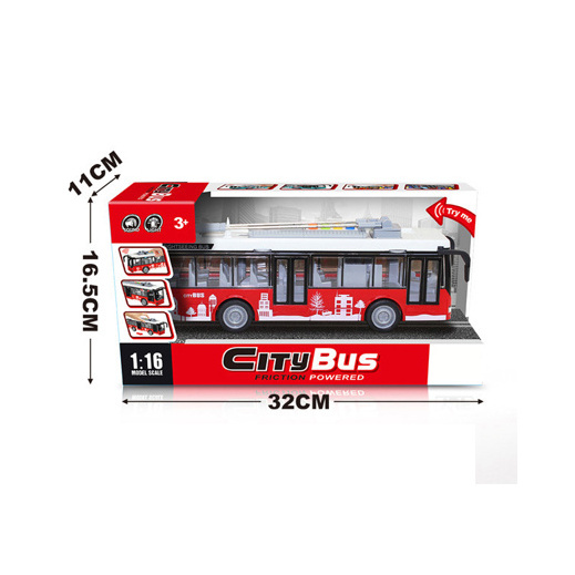 Factory Direct Sale High Quality 1/16  Viewing Bus City Bus ABS Plastic Opening Door With Cool Light & Sound For Kids