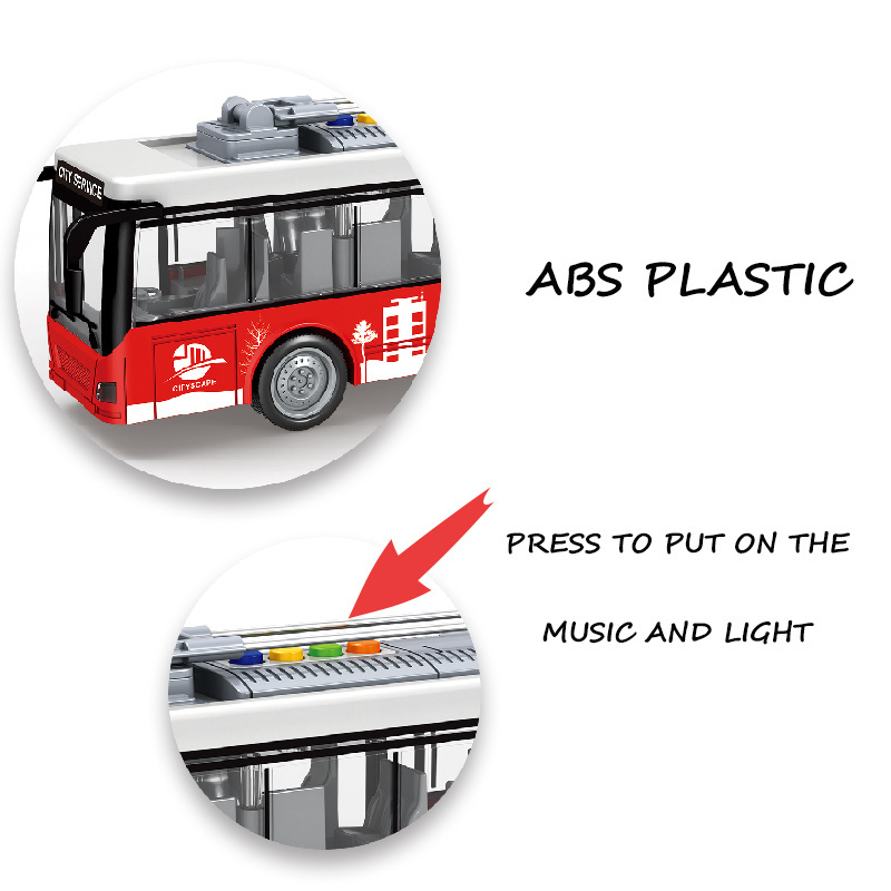 Factory Direct Sale High Quality 1/16  Viewing Bus City Bus ABS Plastic Opening Door With Cool Light & Sound For Kids