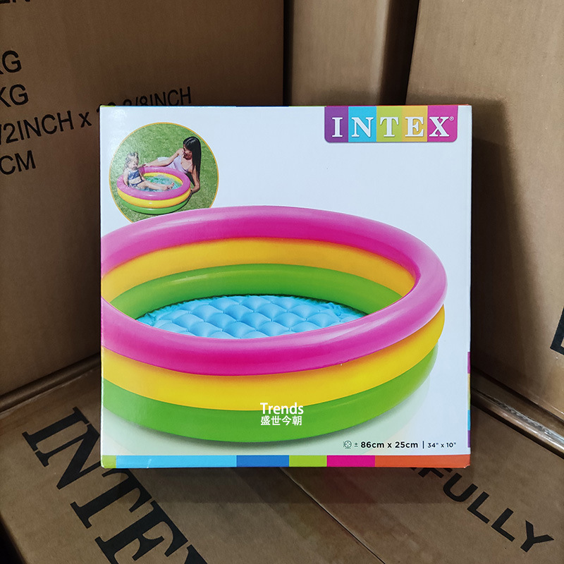 Intex 58924 three rings small size inflatable baby pool Round Family swimming pool movable plastic inflatable pool