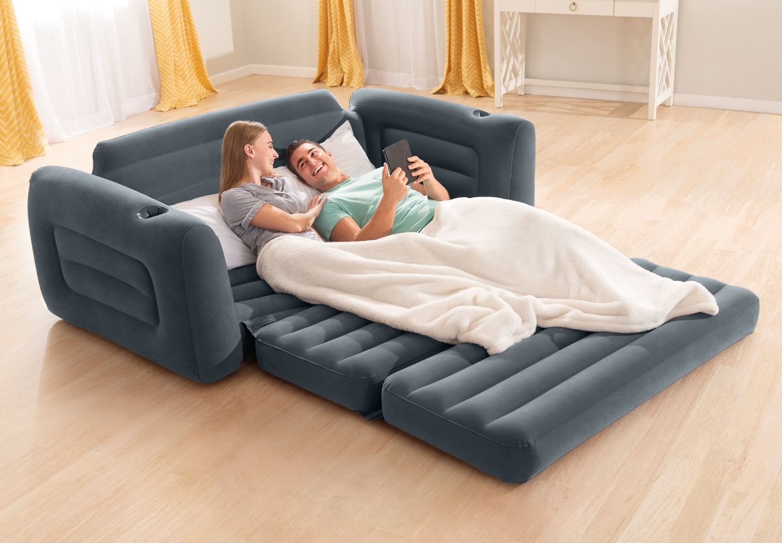 INTEX 66552 PULL-OUT SOFA bed airbed pull-out chair for adult Double sofa Indoor Outdoor Inflatable Chair flocking folding sofa