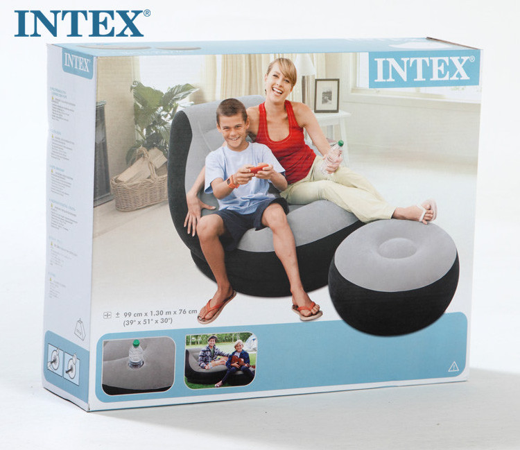 Intex 68564 PVC Flocked Inflatable Outdoor Ultra  Air furniture  Lounge Air Sofa Chair with Ottoman