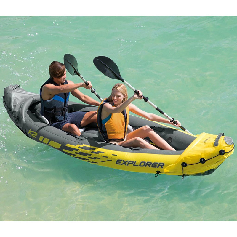 INTEX 68307 pvc 2 person inflatable fishing rafting canoe kayak with paddle board air pump professional outdoor inflatable kayak