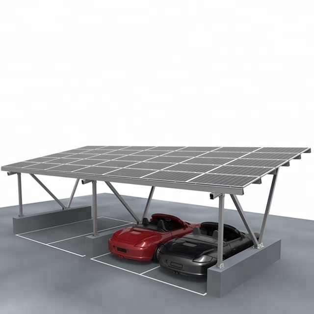 W typed aluminum alloy solar car parking shade system